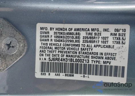 2011 Honda Cr-V Lx z USA, uszkodzony, nr VIN 5J6RE4H31BL000213